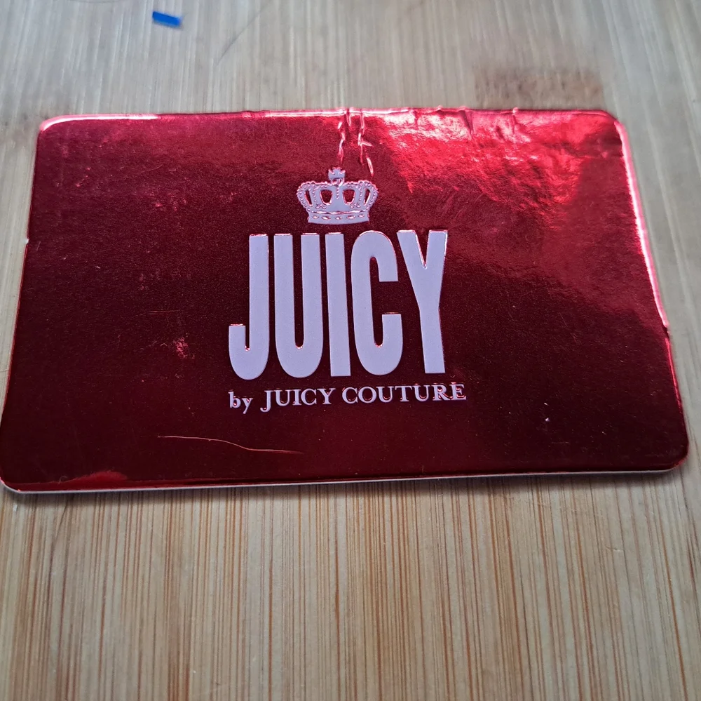 Juicy Couture Card Holder Wallet Keychain Navy Blue Zip Coin Pouch ID Case